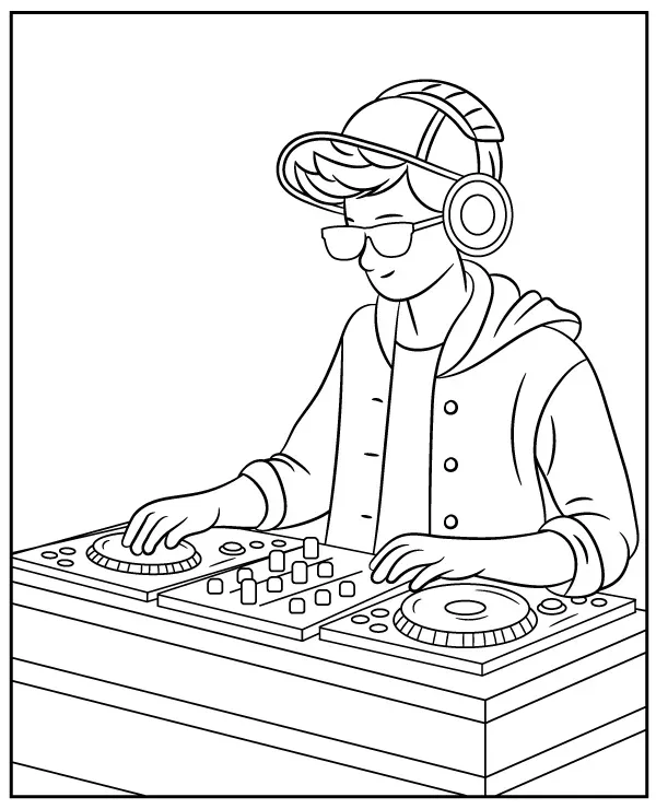 Kolorowanka DJ Zawody do druku dla dzieci