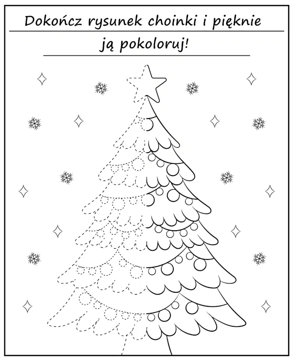 Kolorowanka choinka Boże Narodzenie do druku