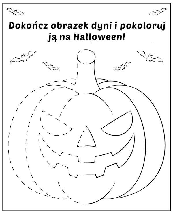 Dokończ dynie zagadka halloween kolorowanka