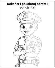 Dokoncz pokoloruj obrazek policjanta mobile - Ausmalbild zum Ausdrucken