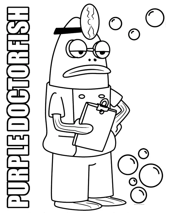 Doktor purple doctorfish kolorowanka z bajki spongebob - Ausmalbild zum Ausdrucken