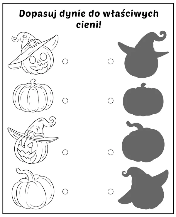 Dopasuj cienie dynie zagadka Halloween