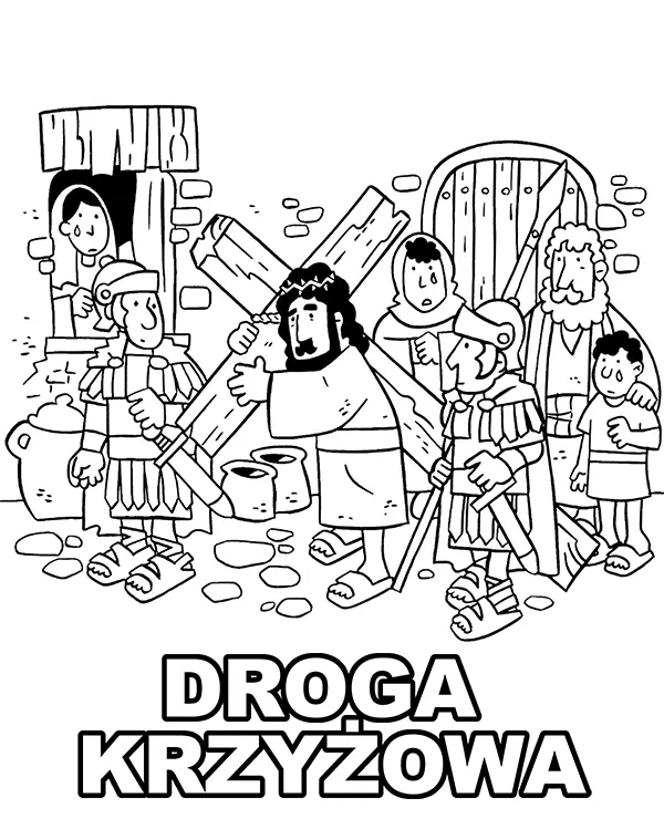 Droga krzyzowa kolorowanka - Ausmalbild zum Ausdrucken