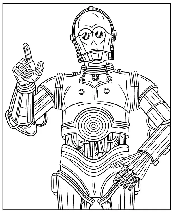 Droid C-3PO kolorowanka do druku Star Wars
