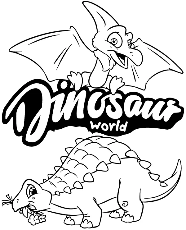 Dwa dinozaury kolorowanka dla dziecka - Ausmalbild zum Ausdrucken