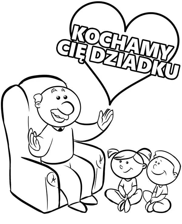 Dzien dziadka kartka kolorowanka wnuki - Ausmalbild zum Ausdrucken
