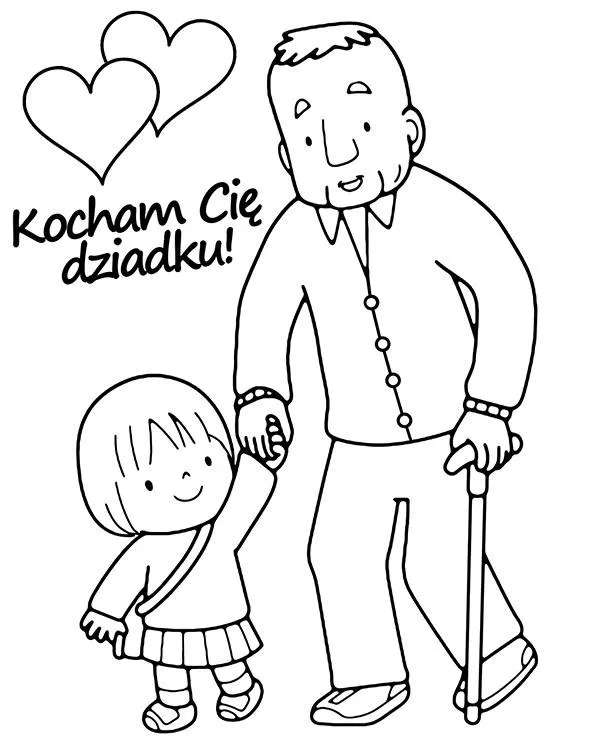 Dzien dziadka kolorowanka kocham cie - Ausmalbild zum Ausdrucken