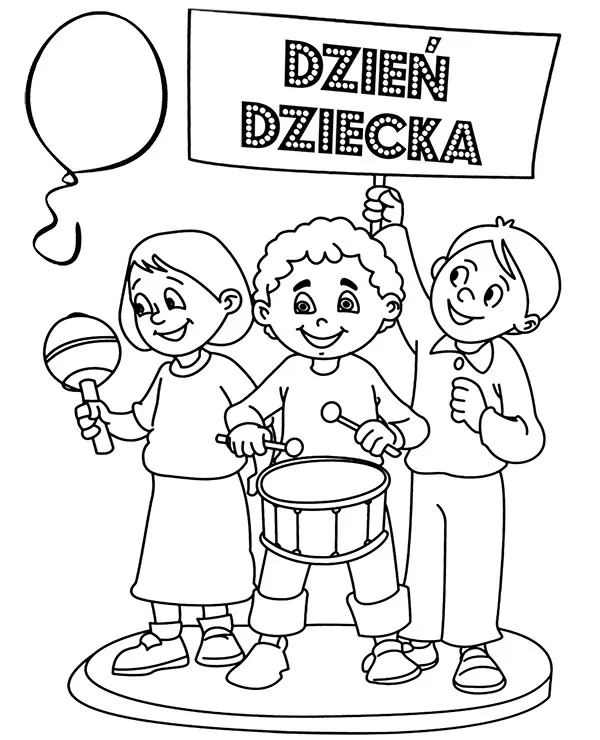 Dzien dziecka kartka kolorowanka balon - Ausmalbild zum Ausdrucken
