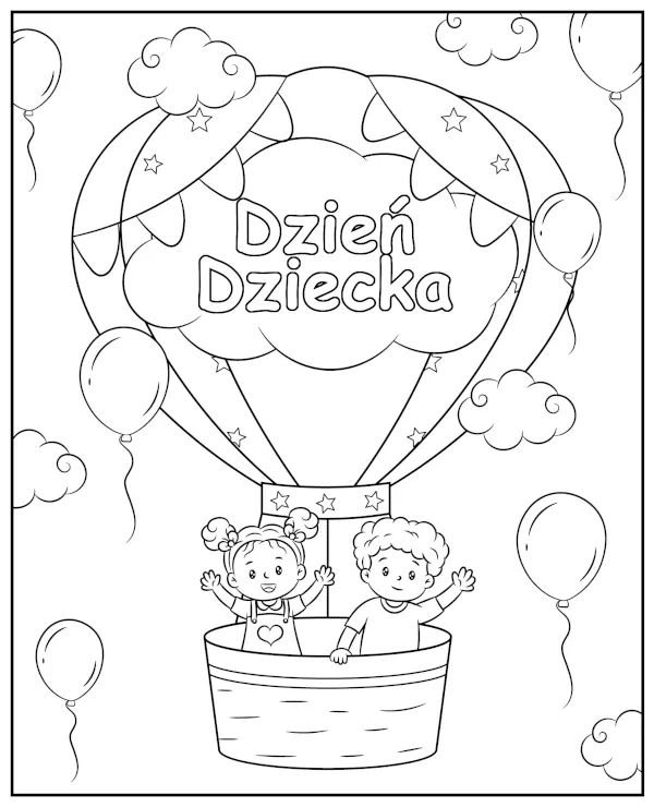Kolorowanka Dzień Dziecka Balon dla dzieci