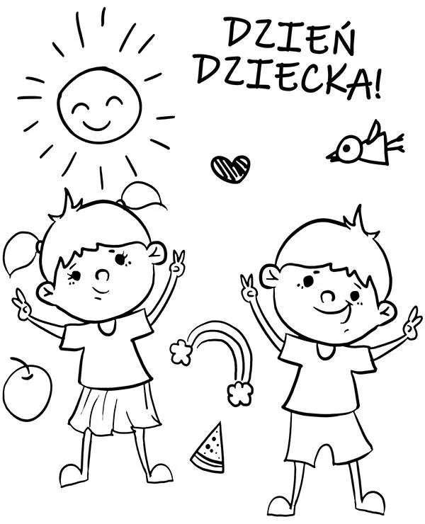 Dzien dziecka kolorowanka dzieciaki - Ausmalbild zum Ausdrucken