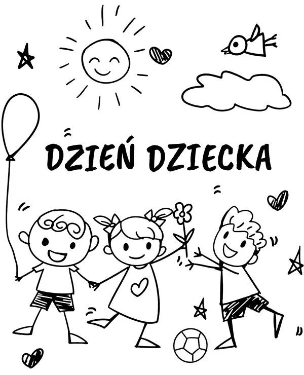 Dzien dziecka kolorowanka rysunkowa - Ausmalbild zum Ausdrucken