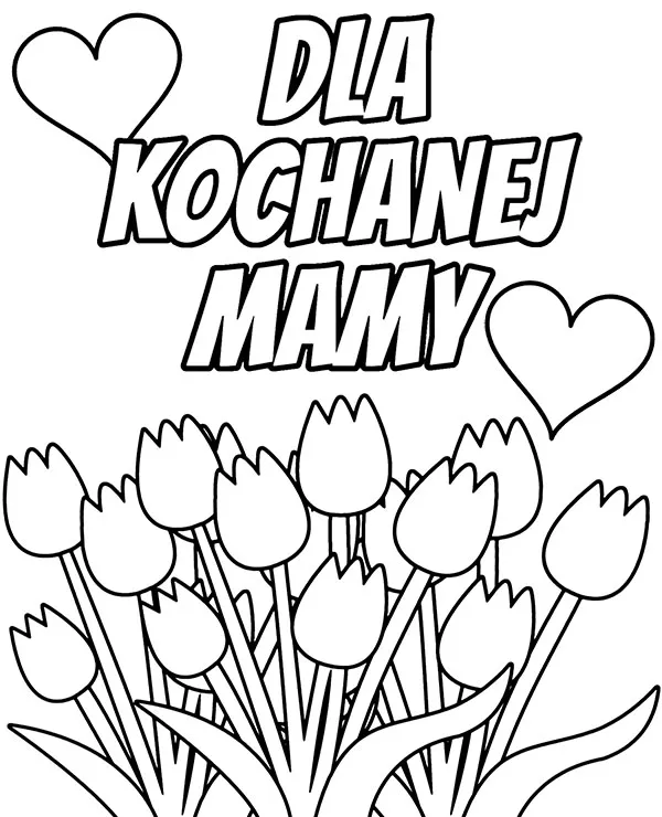 Dzien matki kartka kolorowanka tulipany - Ausmalbild zum Ausdrucken
