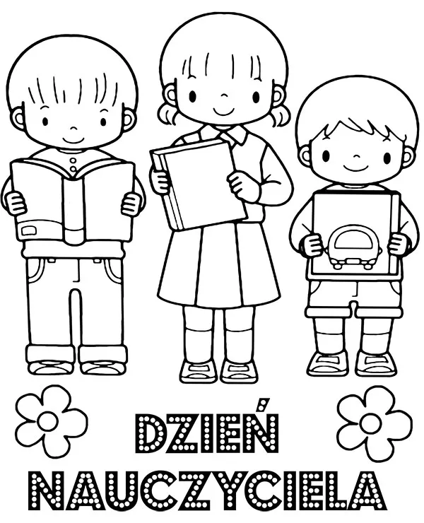 Dzien nauczyciela kartka kolorowanka dzieci - Ausmalbild zum Ausdrucken