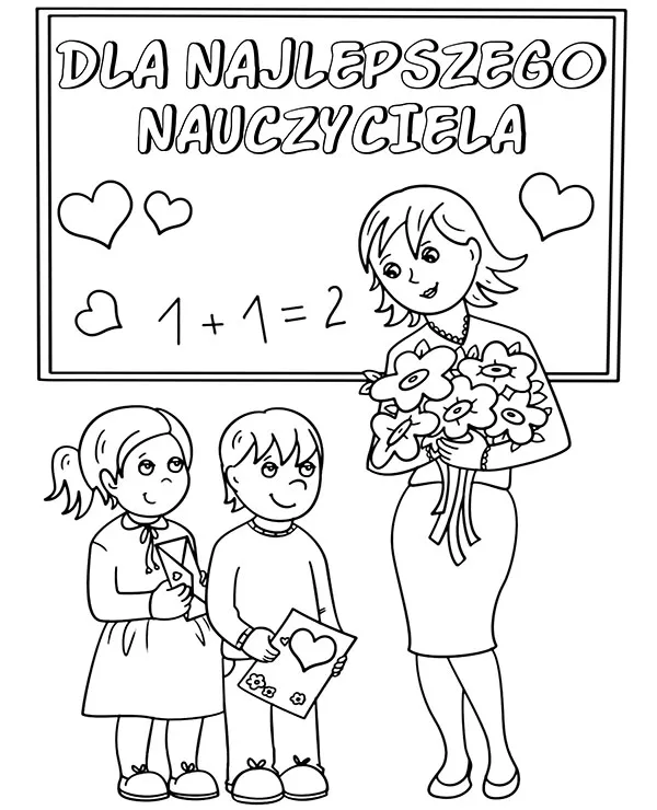 Kolorowanka do druku Dzień nauczyciela kwiaty