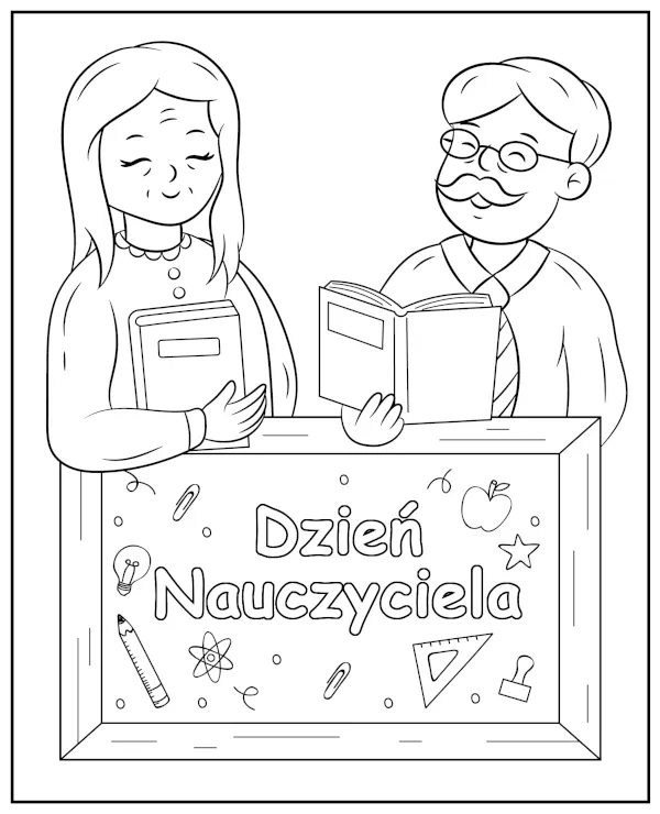 Kolorowanka do druku Dzień nauczyciela nauczyciele