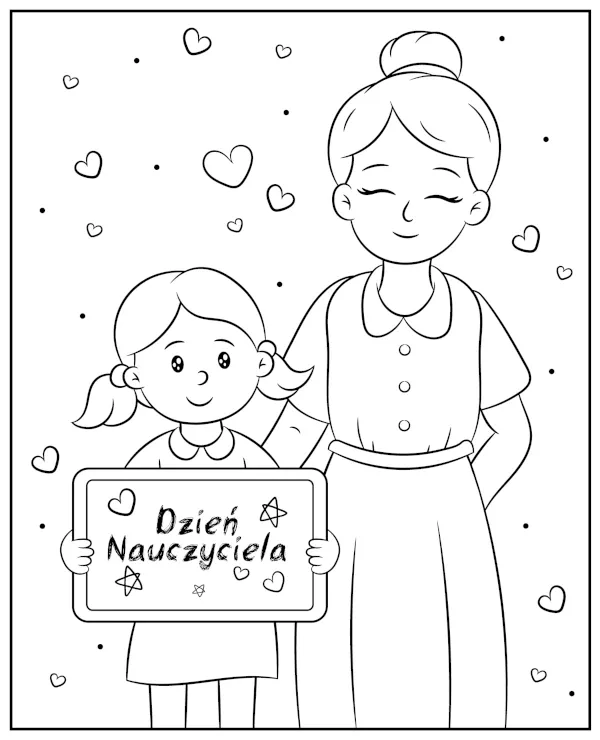 Kolorowanka dla dzieci Dzień nauczyciela tabliczka