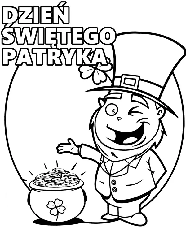 Dzien swietego patryka kartka kolorowanka elf - Ausmalbild zum Ausdrucken