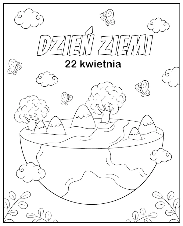 Kolorowanka do druku Dzień Ziemi motyle