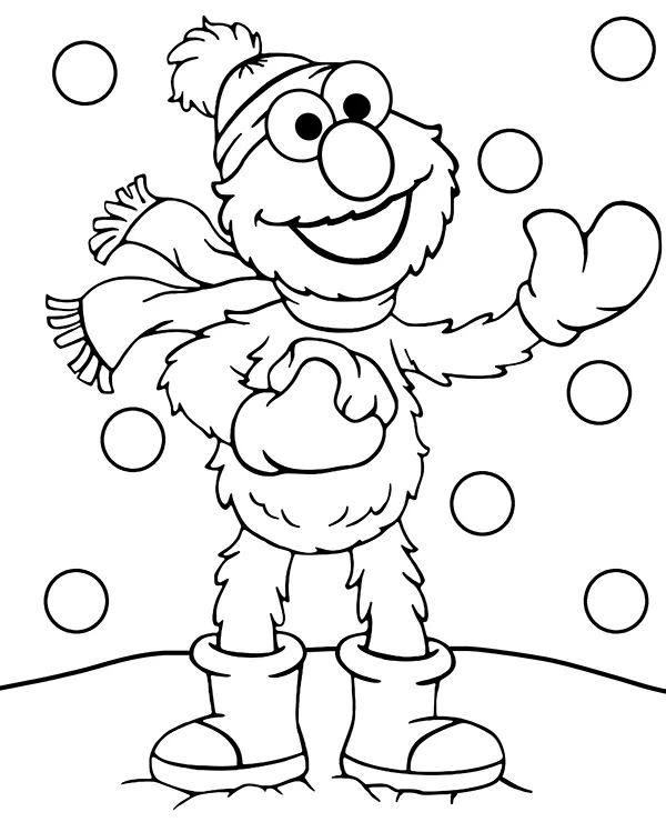 Elmo i snieg kolorowanka - Ausmalbild zum Ausdrucken