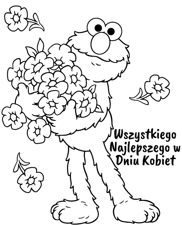 Elmo na Dzień Kobiet kolorowanka do druku