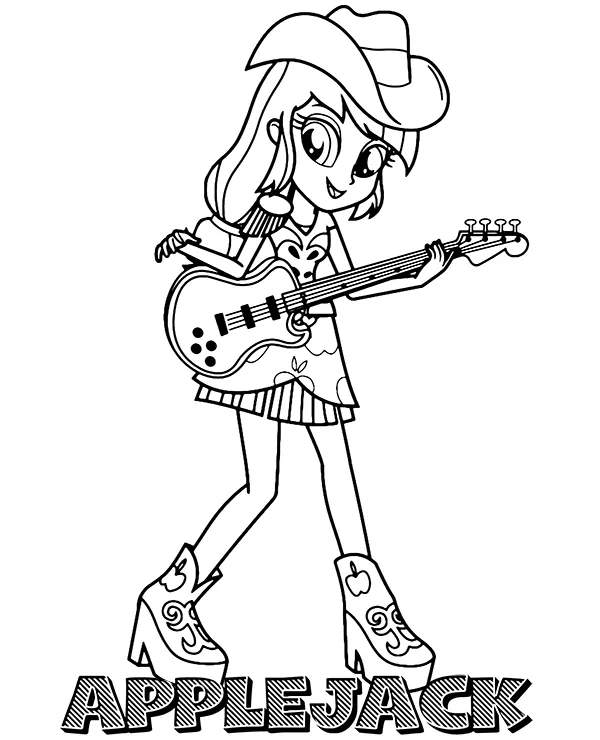 Equestria girls applejack kolorowanka - Ausmalbild zum Ausdrucken