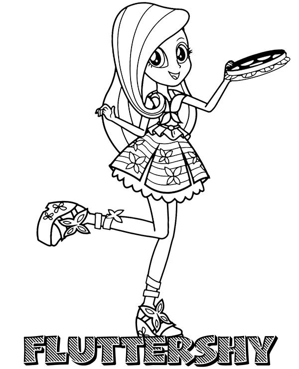 Equestria girls Fluttershy kolorowanka do druku