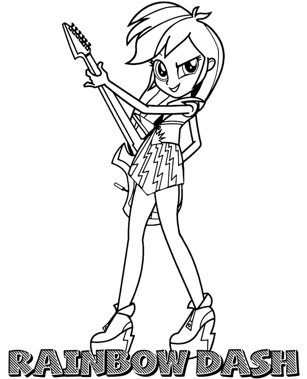 Equestria girls Rainbow Dash kolorowanka do druku