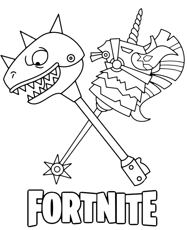 Fortnite kolorowanka dla dzieci dwie bronie