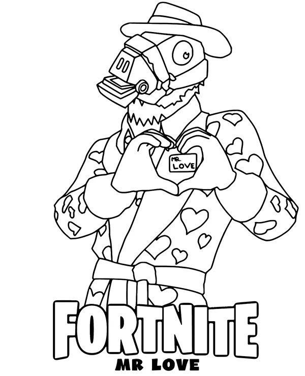 Fortnite kolorowanka do wydruku mr love - Ausmalbild zum Ausdrucken