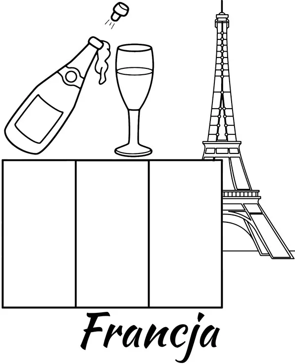 Francja flaga wieza eiffla kolorowanka - Ausmalbild zum Ausdrucken