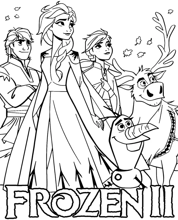Frozen 2 kolorowanka bohaterowie bajki do druku
