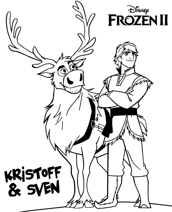 Frozen 2 kolorowanka kristoff sven - Ausmalbild zum Ausdrucken