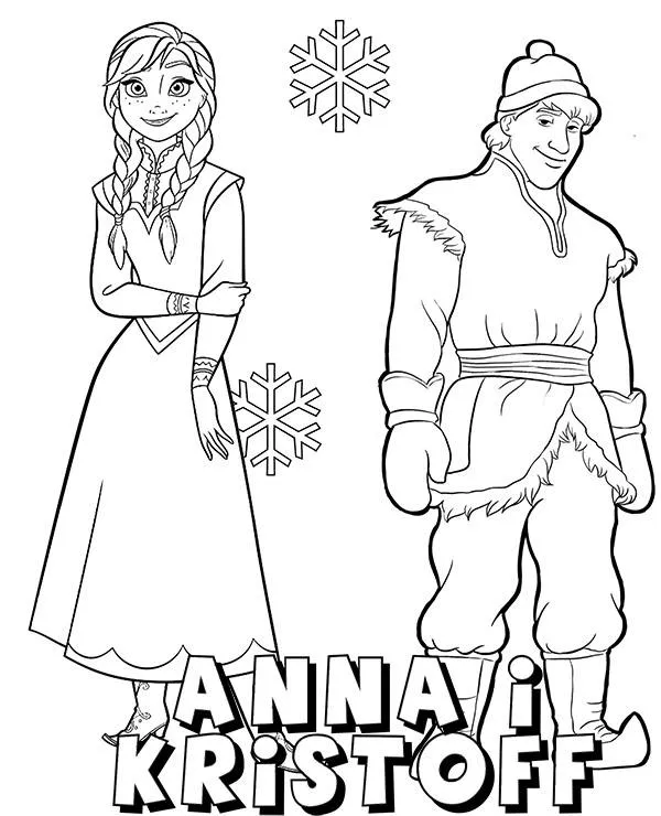Frozen kolorowanka Anna i Kristoff do druku