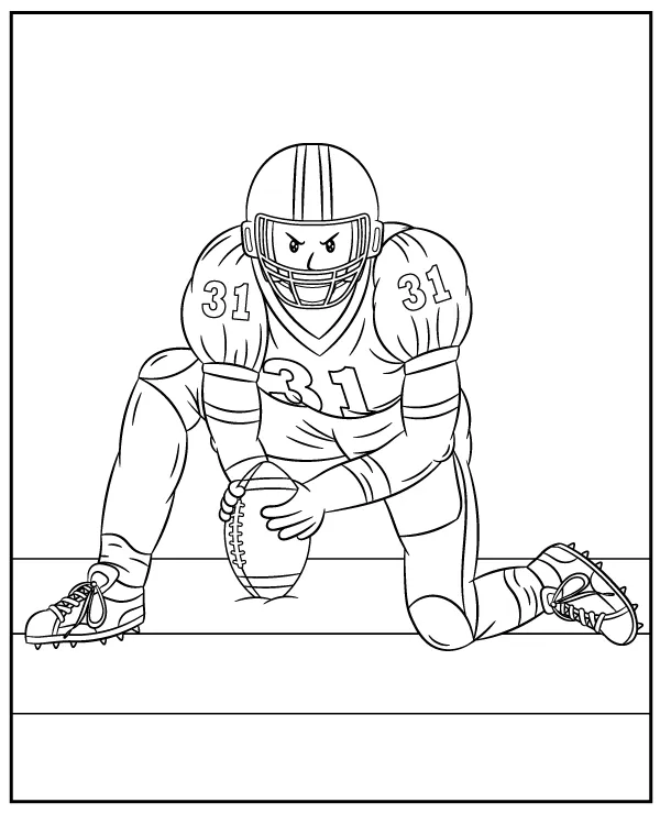 Futbolista z piłką NFL kolorowanka do druku