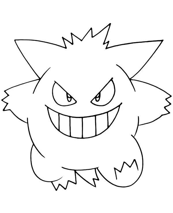 Gengar Pokémon kolorowanka do druku dla dzieci
