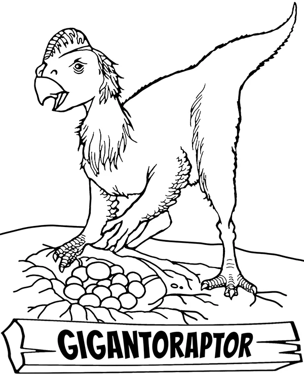 Gigantoraptor kolorowanka do druku - Ausmalbild zum Ausdrucken