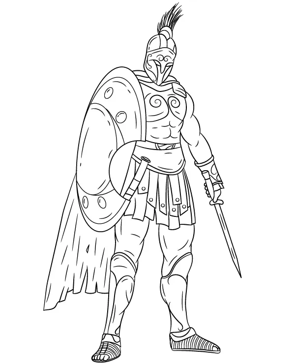 Gladiator uzbrojony kolorowanka do druku