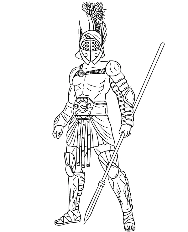 Gladiator z włócznia kolorowanka do druku