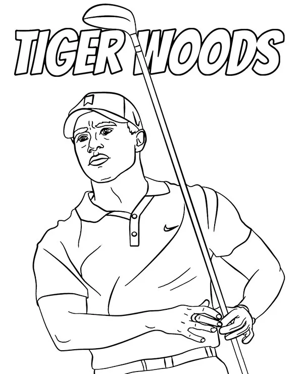 Golfista Tiger Woods kolorowanka do druku