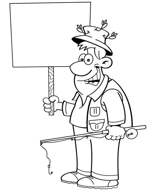 Grandpa day funny coloring page fishing rod - Ausmalbild zum Ausdrucken