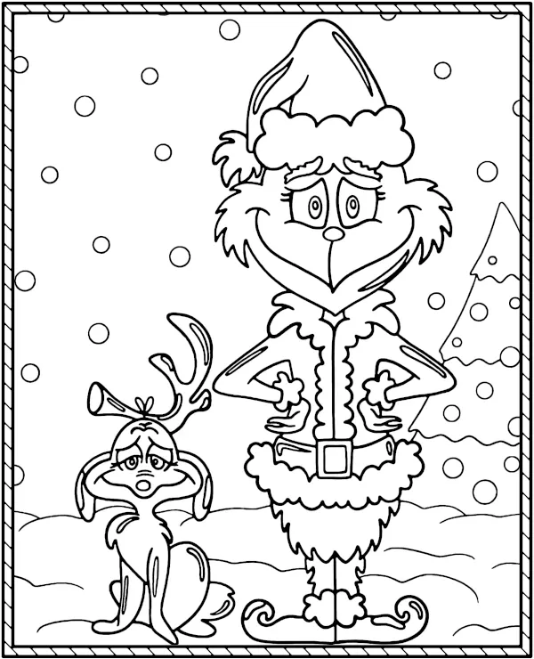 Grinch z pieskiem kolorowanka do druku