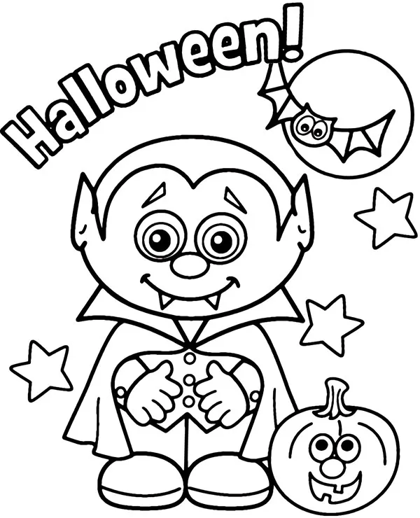 Halloween kartka kolorowanka wampir - Ausmalbild zum Ausdrucken