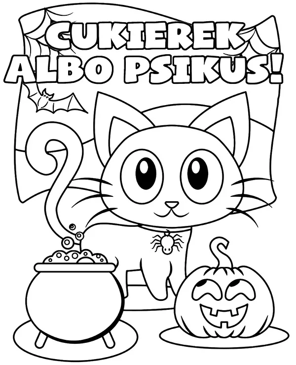 Halloween kolorowanka cukierek albo psikus dla dzieci