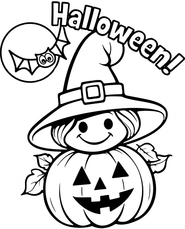 Halloween kolorowanka dynia dziewczynka - Ausmalbild zum Ausdrucken