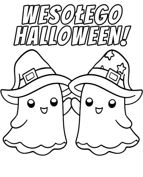 Halloween kolorowanka duchy łatwa dla dzieci