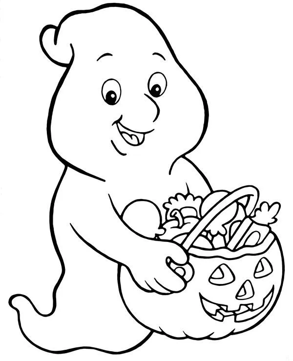 Halloween kolorowanka latwa dla dzieci duszek - Ausmalbild zum Ausdrucken