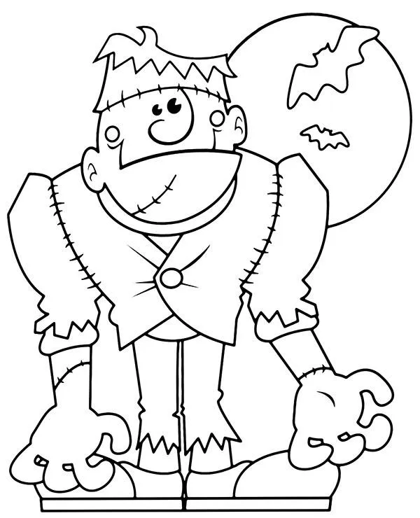 Halloween kolorowanka latwa dla dzieci frenkenstein - Ausmalbild zum Ausdrucken