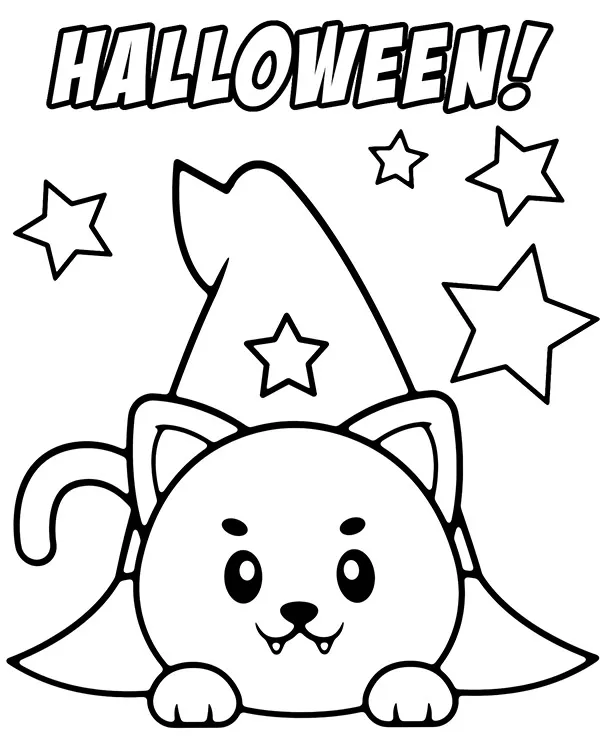 Halloween kolorowanka latwa dla dzieci kot - Ausmalbild zum Ausdrucken