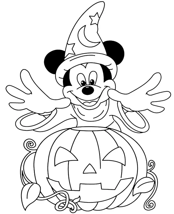 Halloween kolorowanka minnie dynia - Ausmalbild zum Ausdrucken