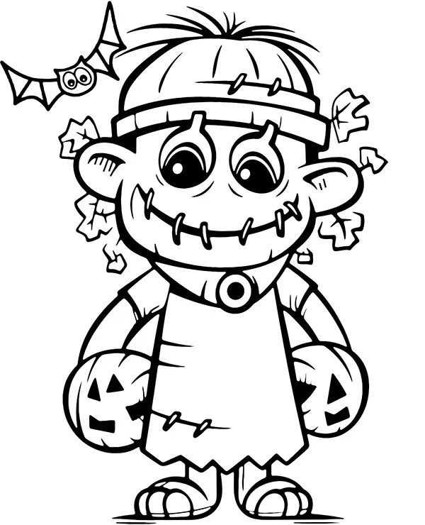 Halloween kolorowanka nietoperz zombie - Ausmalbild zum Ausdrucken